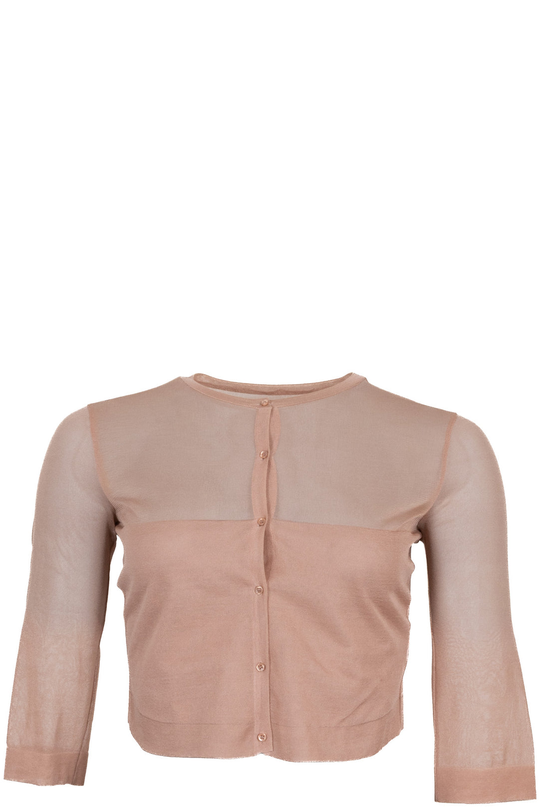 ALAÏA Cropped Semi Sheer Cardigan Mesh Pink