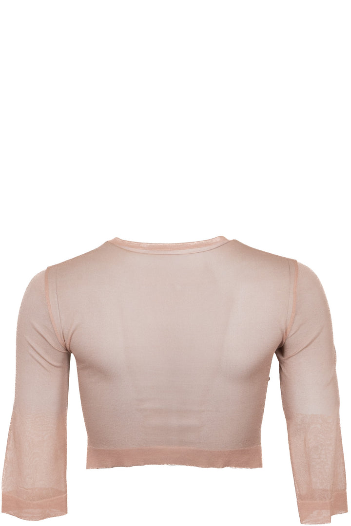 ALAÏA Cropped Semi Sheer Cardigan Mesh Pink