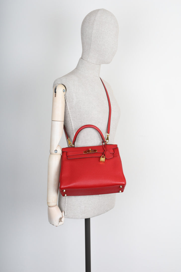 HERMÈS Kelly II 28 Clemence Rouge Casaque