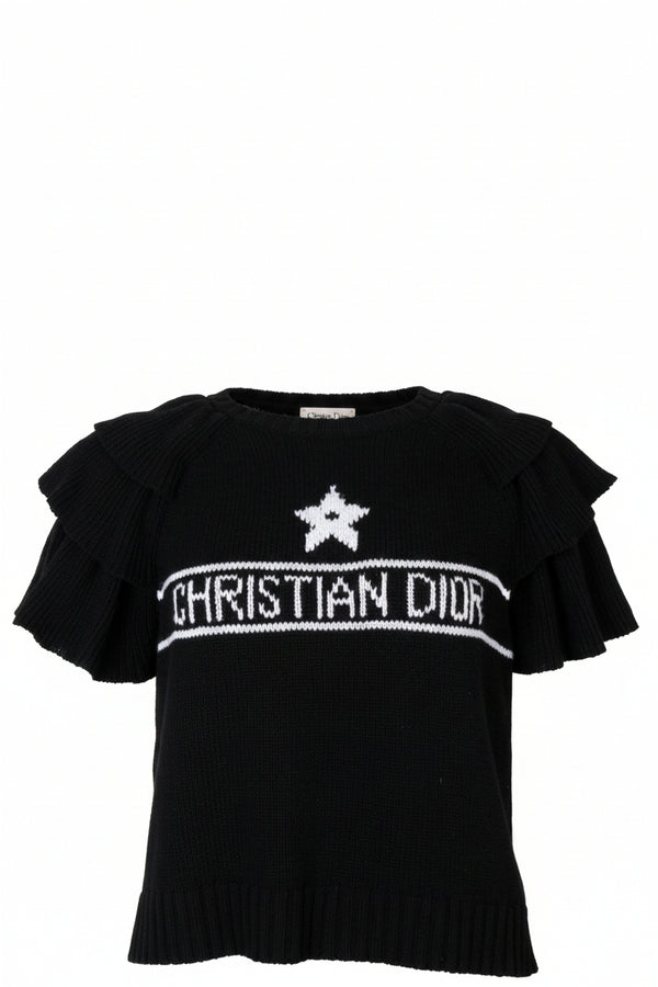 CHRISTIAN DIOR Ruched Logo Knit Cashmere Black