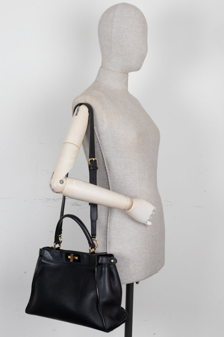 FENDI Peekaboo Soft Medium Hand Bag Black