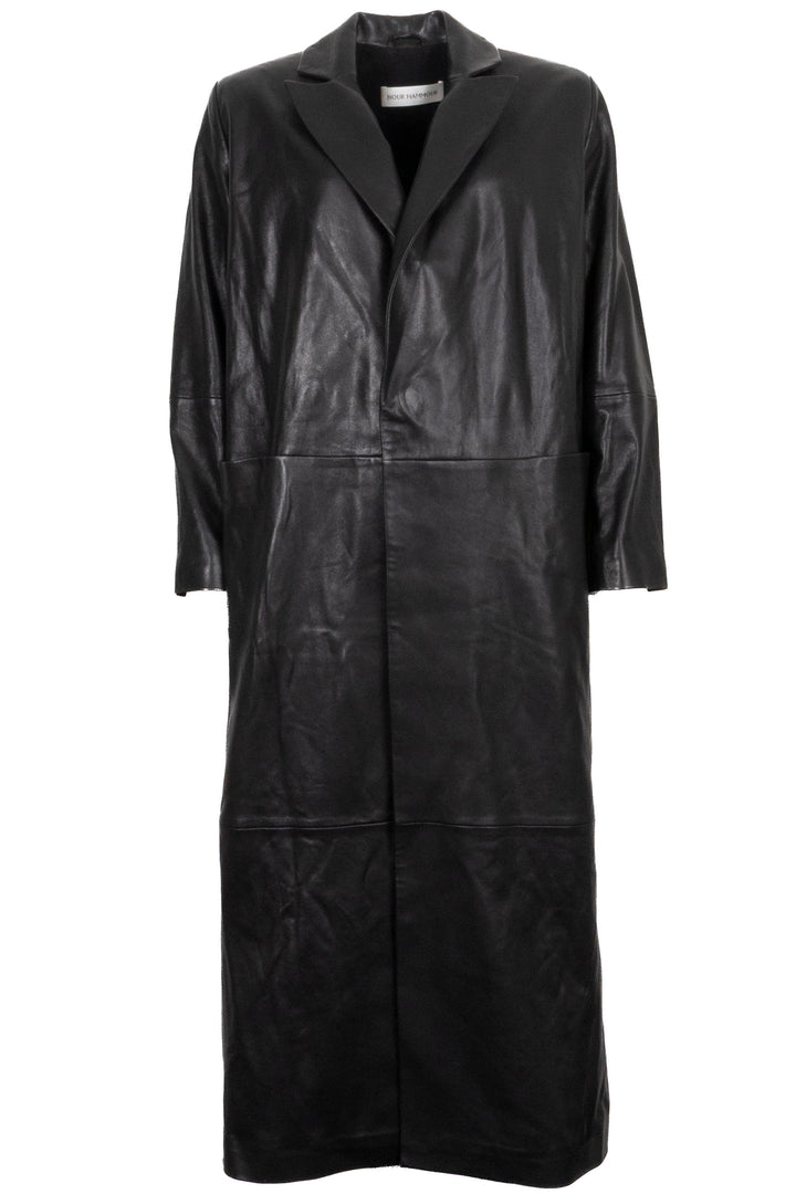 NOUR HAMMOUR Claude Coat Leather Black