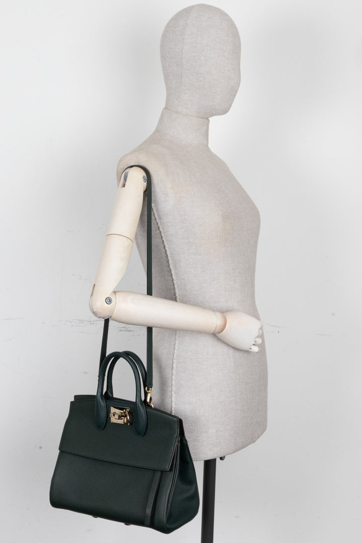 SALVATORE FERRAGAMO Medium Studio Hand Bag Moss Green