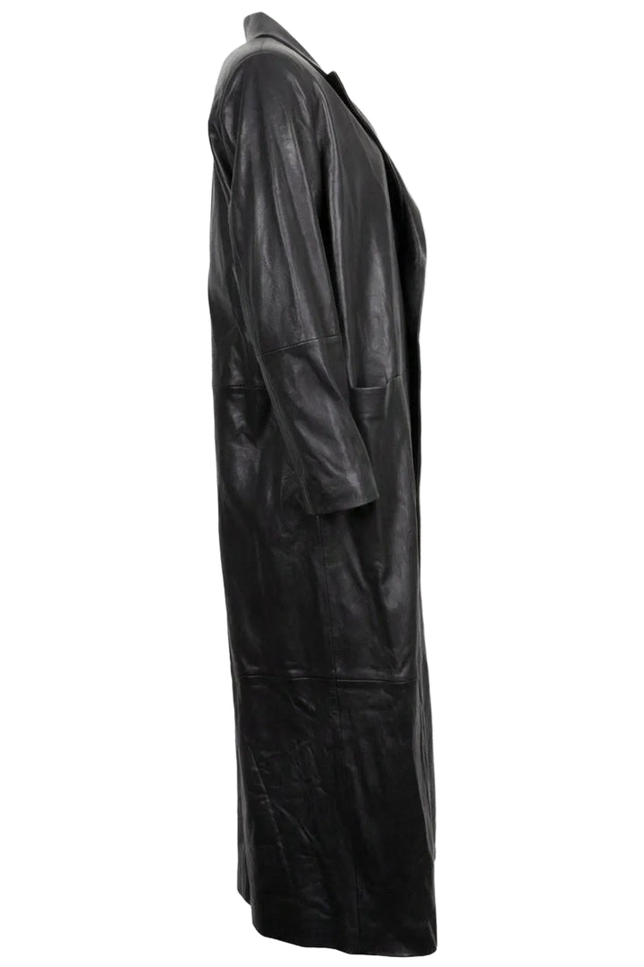 NOUR HAMMOUR Claude Coat Leather Black