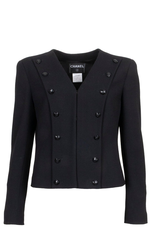 CHANEL 2003 Camellia Button Jacket Black
