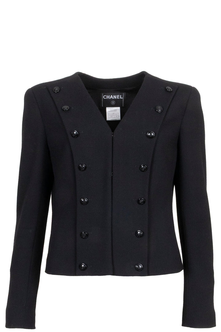 CHANEL 2003 Camellia Button Jacket Black