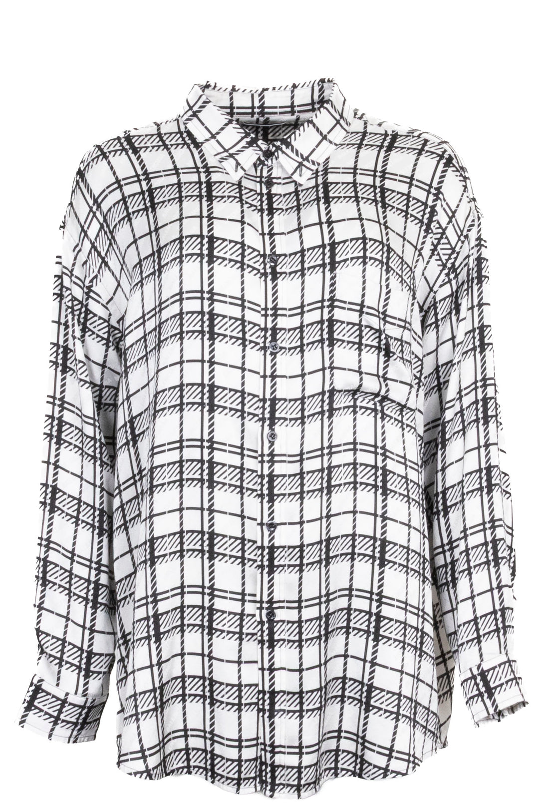 BALENCIAGA Logo Shirt Silk Black White