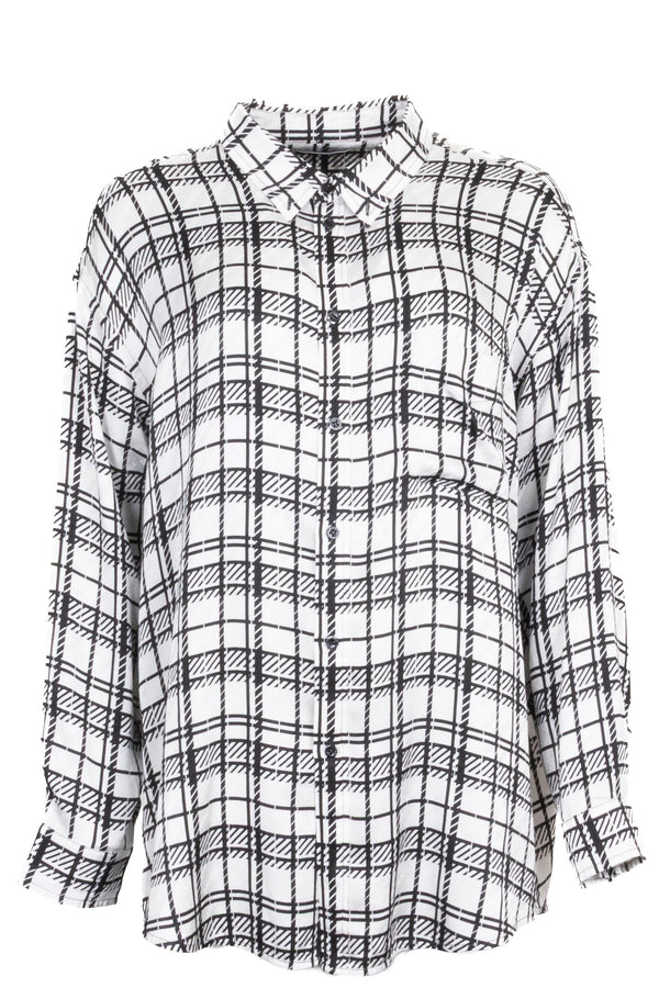 BALENCIAGA Logo Chemise Soie Noir Blanc
