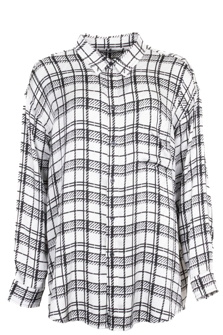 BALENCIAGA Logo Shirt Silk Black White