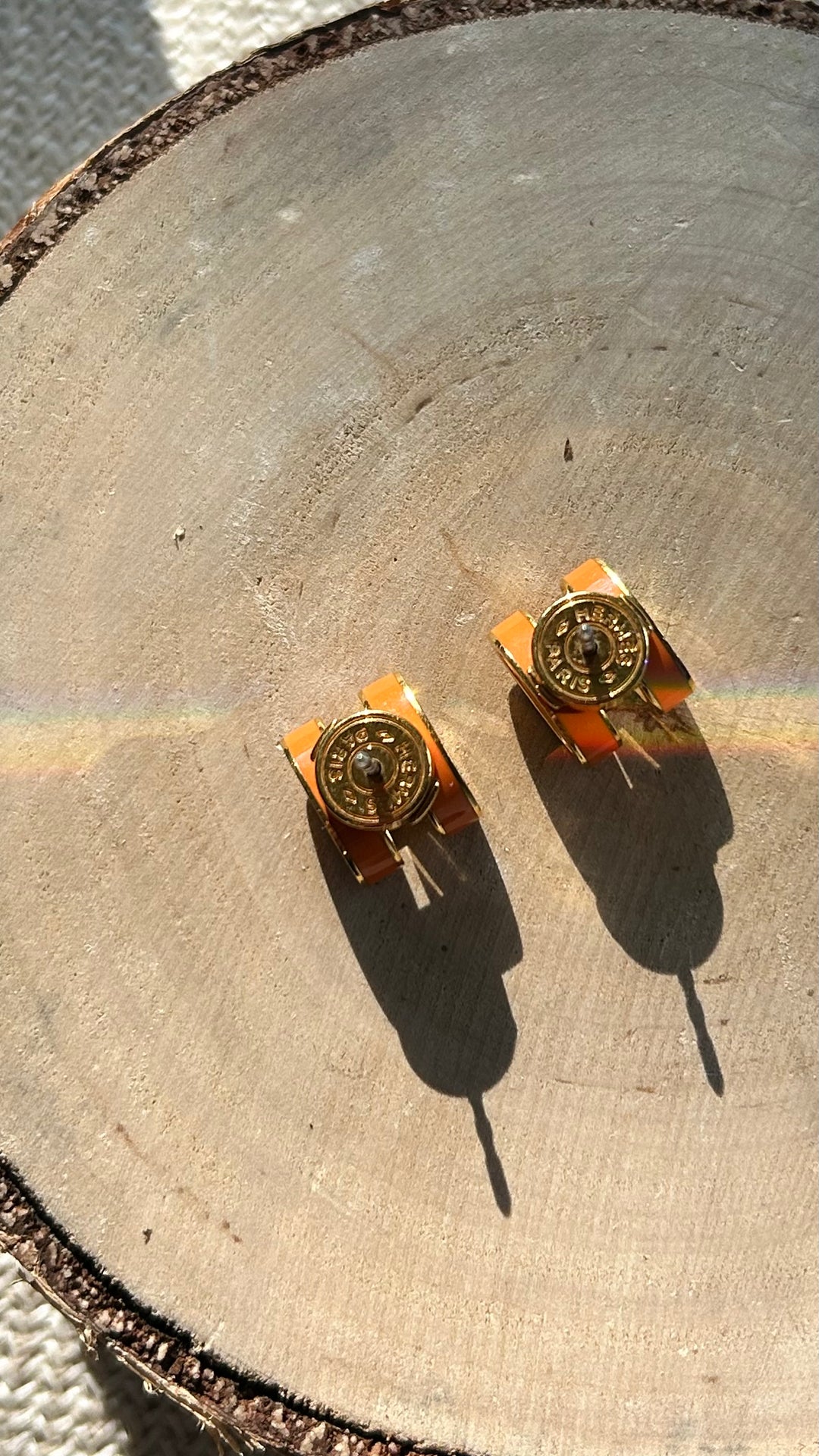 HERMÈS Mini Pop H Earrings Orange