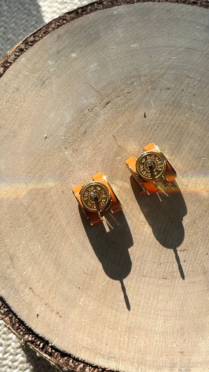 HERMÈS Mini Pop H Earrings Orange