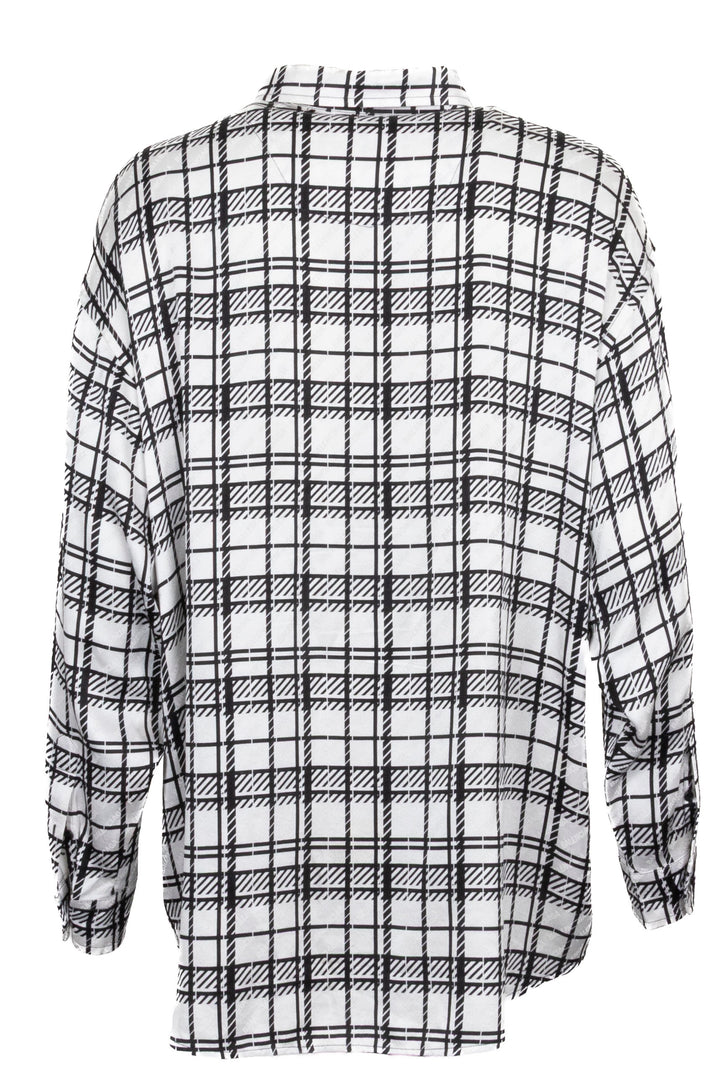 BALENCIAGA Logo Shirt Silk Black White
