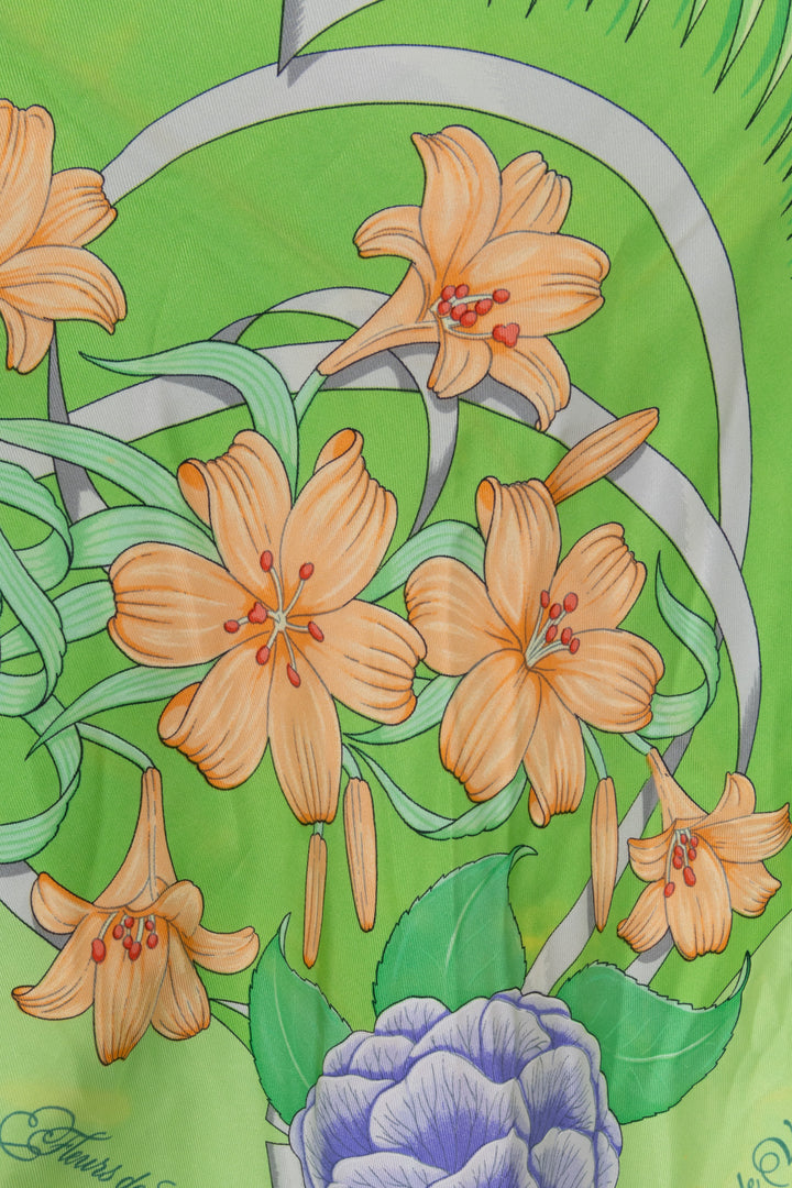 HERMÈS Fleurs de L'Opéra Carré 90 Soie Vert