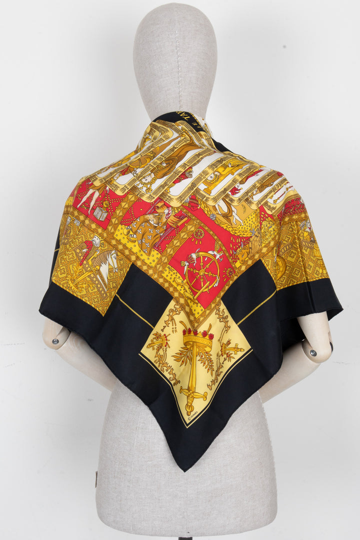 HERMÈS Le Tarot Carré 90 Soie Noire