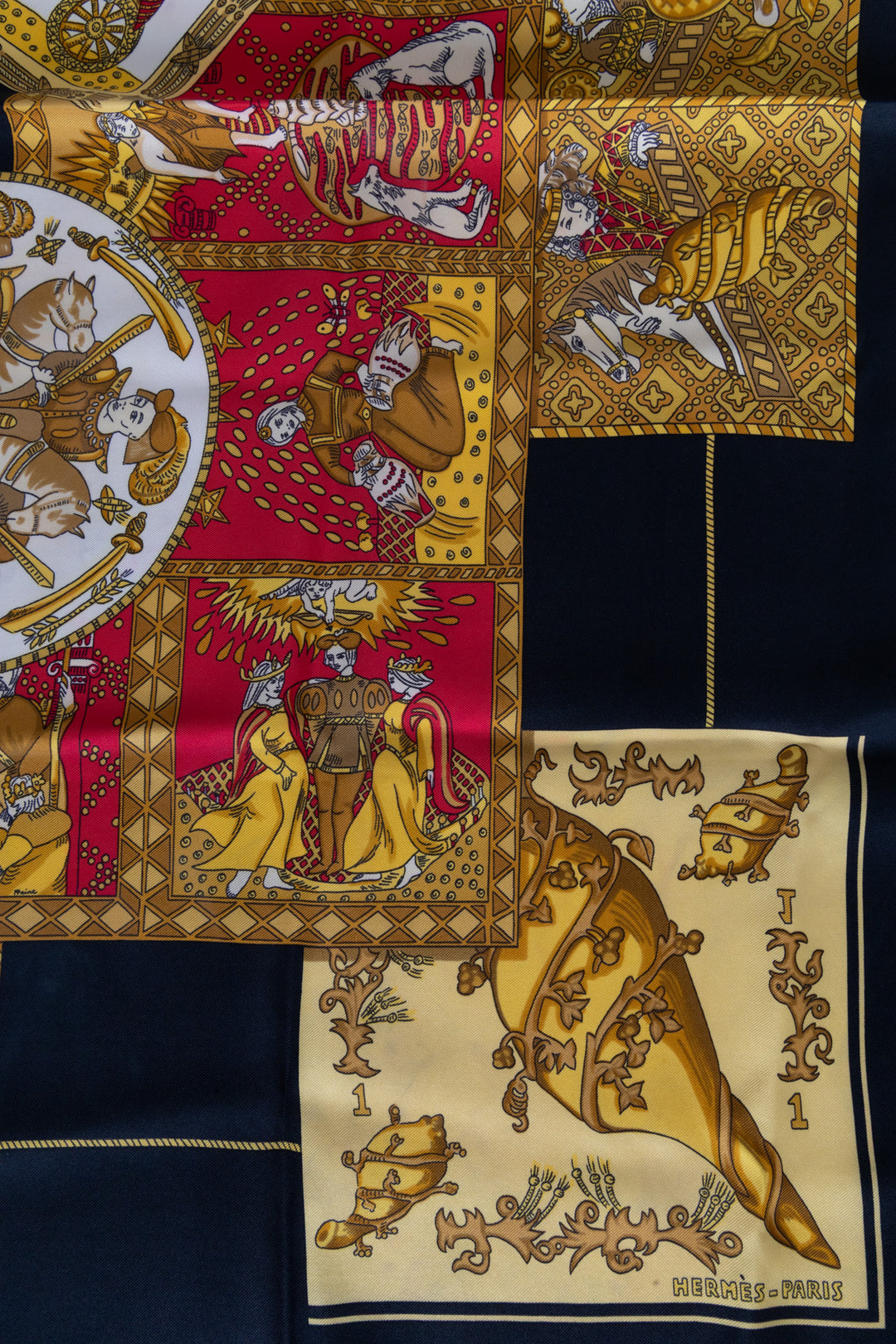 HERMÈS Le Tarot Carré 90 Soie Noire