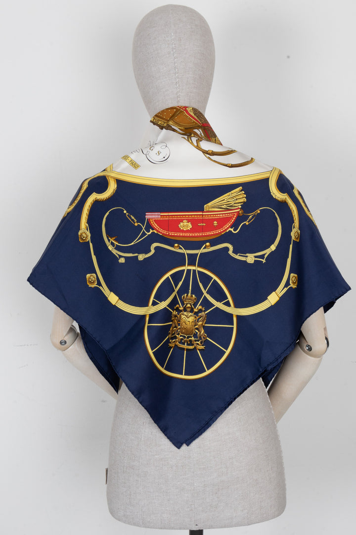 HERMÈS Springs Carré 90 Silk Navy