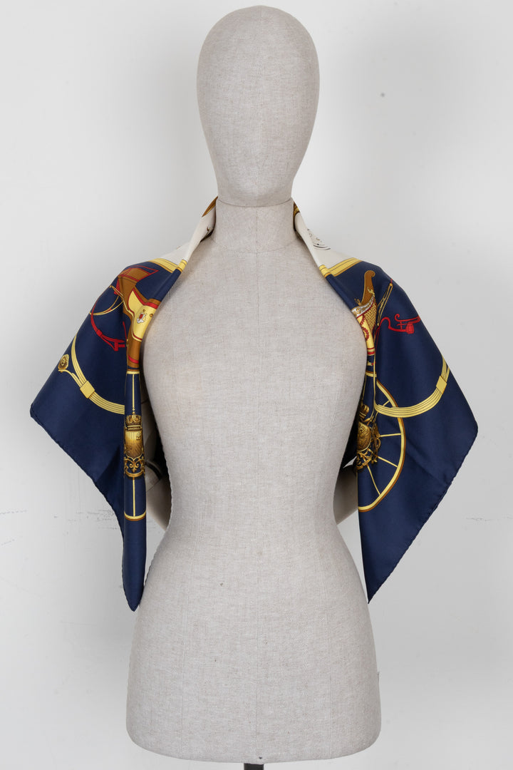 HERMÈS Springs Carré 90 Silk Navy