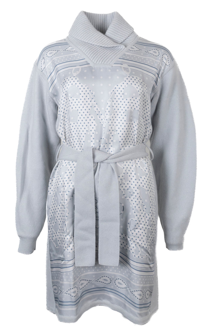 HERMÈS Brides de Gala Belted Twillaine Knit Dress Blanc Froid