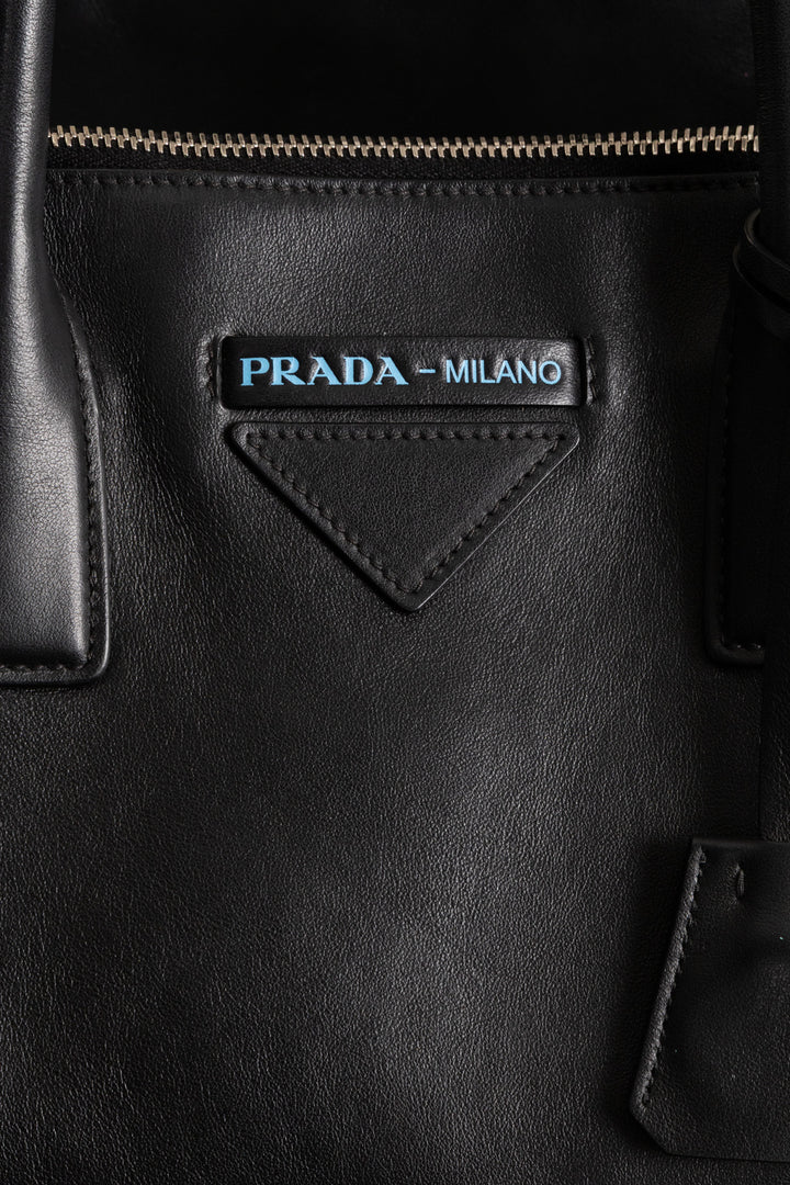 PRADA Concept Double Zip Tote Bag Leather Black