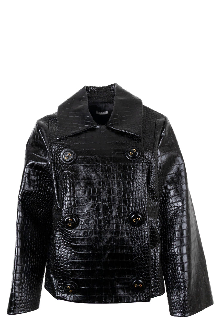 MIUMIU 2018 Croc Embossed Leather Jacket