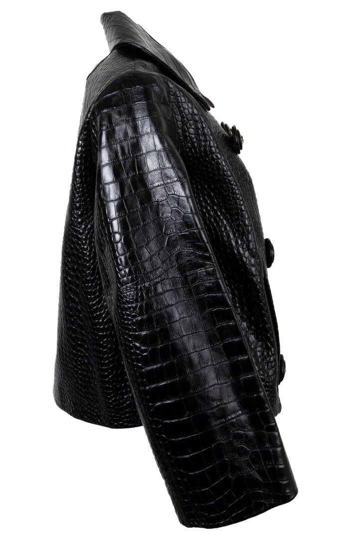 MIUMIU 2018 Croc Embossed Leather Jacket