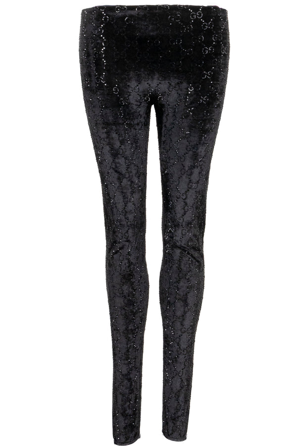GUCCI Crystal Pants Velours Noir