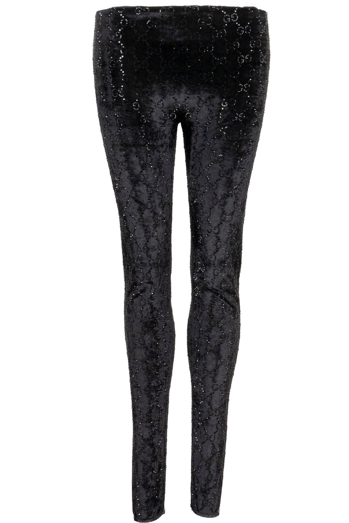 GUCCI Crystal Pants Velours Noir