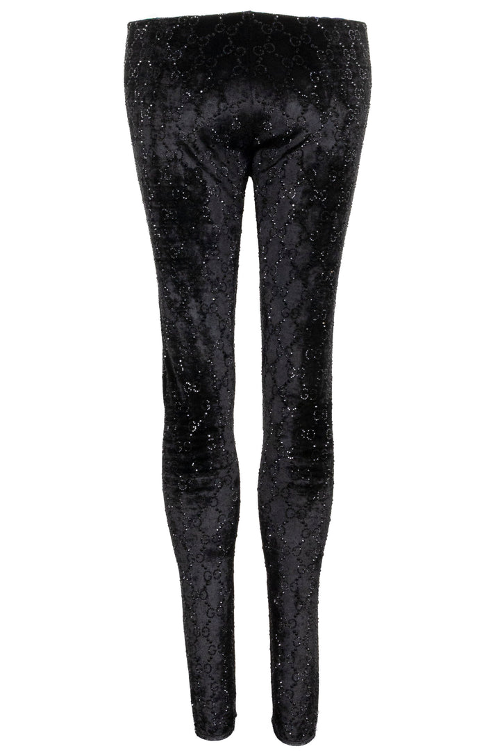 GUCCI Crystal Pants Velours Noir