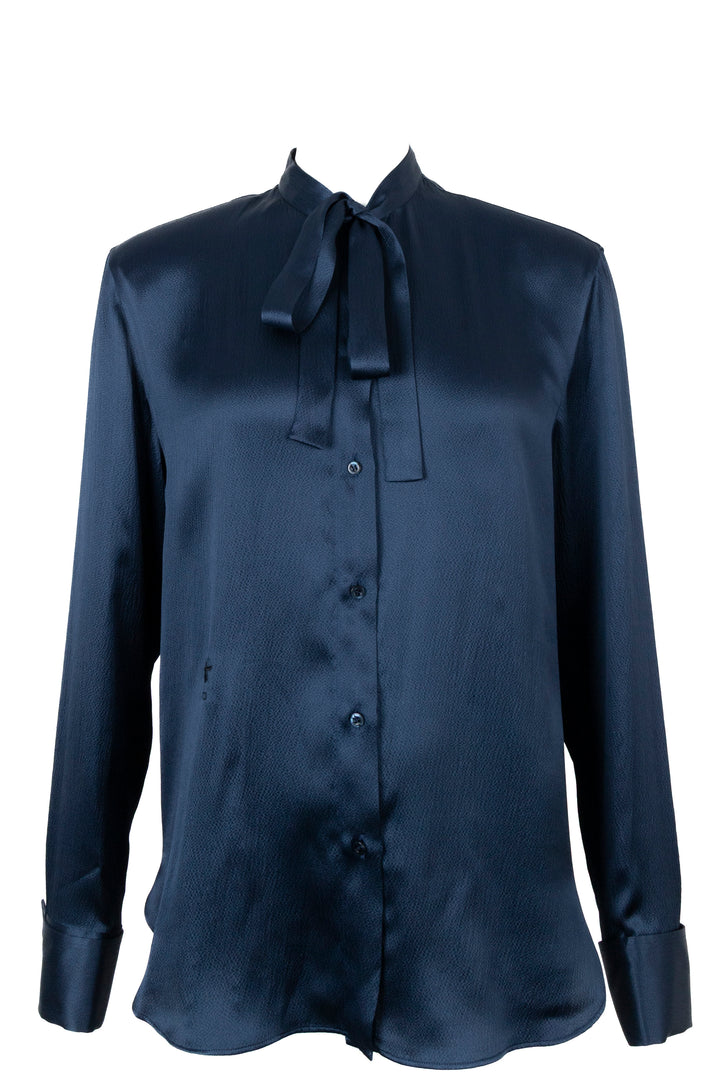CHRISTIAN DIOR Pussy Bow Shirt Silk Petrol
