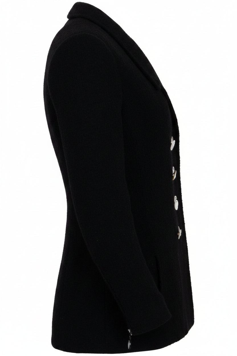 CHANEL 1997 Double Breasted Jacket Black Wool Black