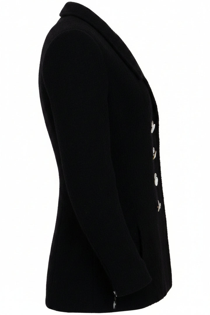 CHANEL 1997 Double Breasted Jacket Black Wool Black