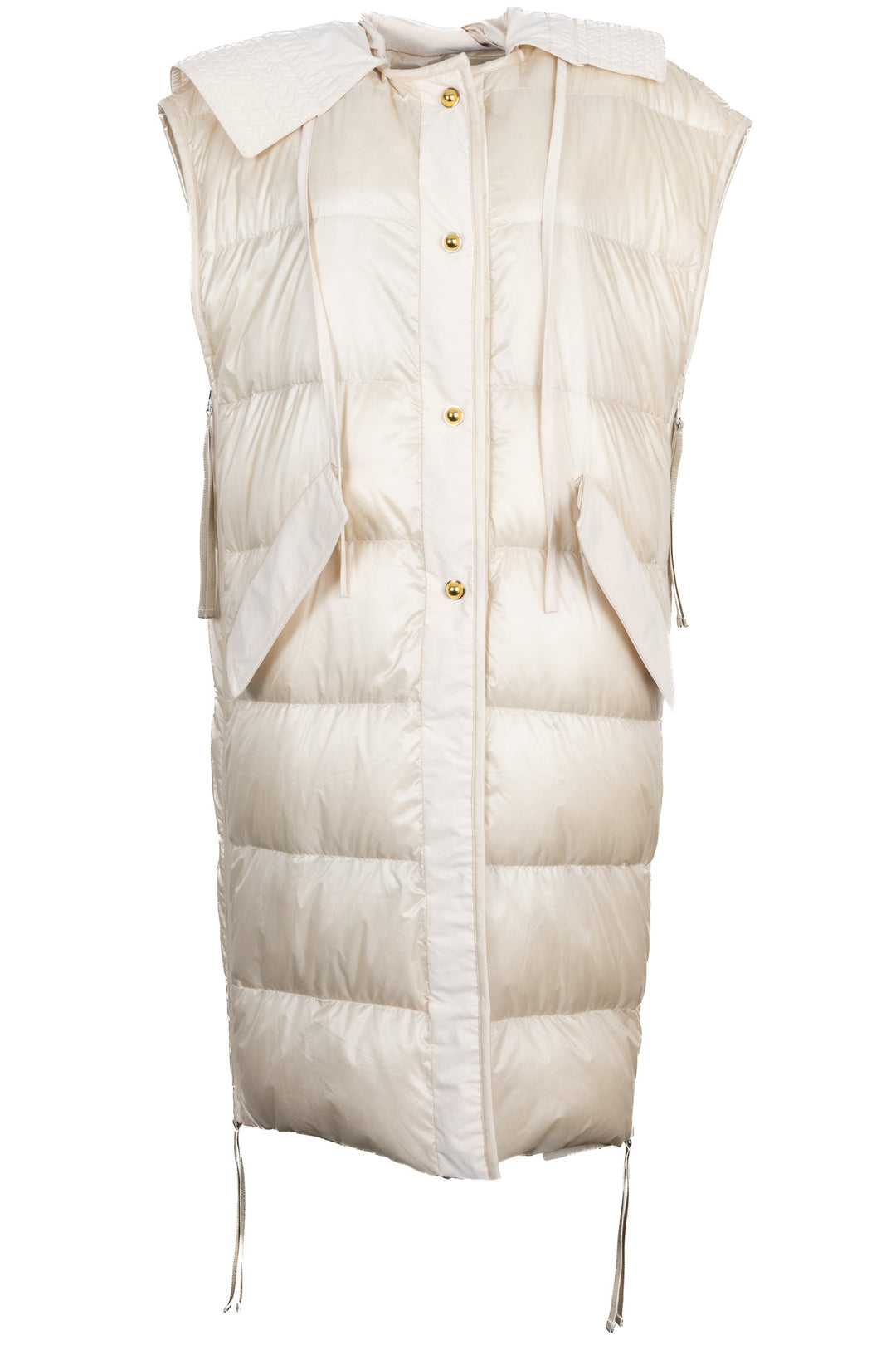MONCLER Genius Camellias Hooded Down Vest Ivory