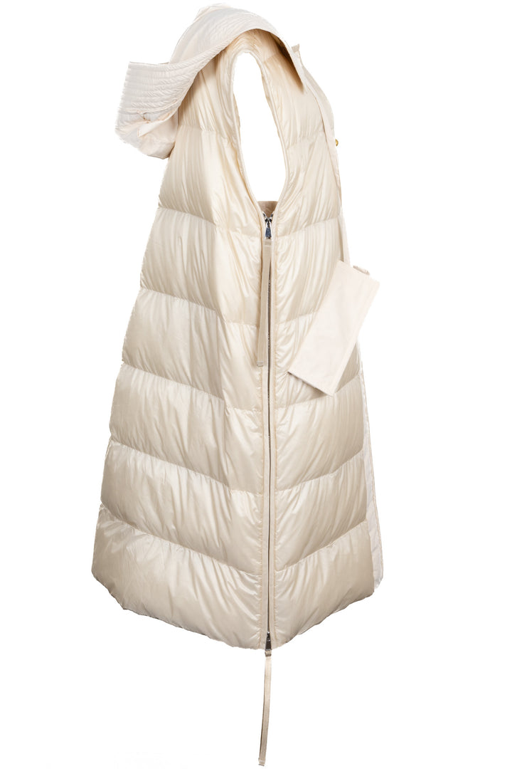 MONCLER Genius Camellias Hooded Down Vest Ivory