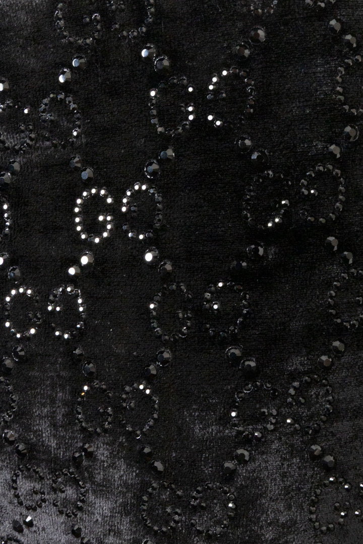 GUCCI Crystal Pants Velours Noir