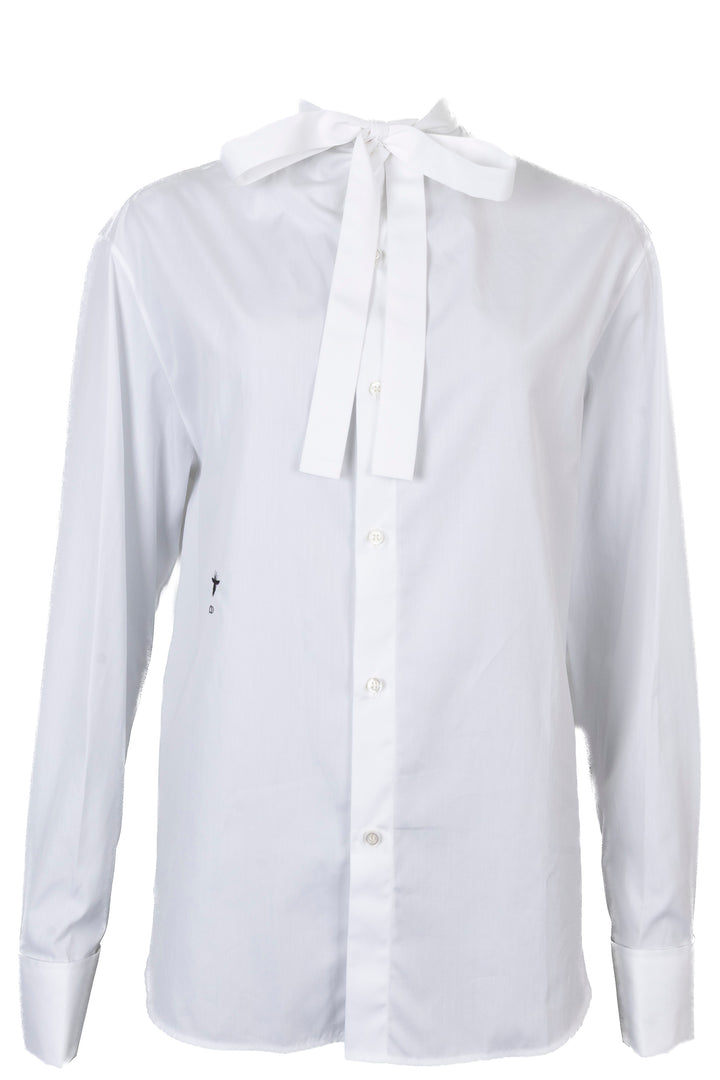 CHRISTIAN DIOR Pussy Bow Shirt Cotton White