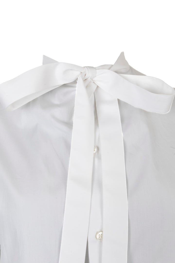 CHRISTIAN DIOR Pussy Bow Shirt Cotton White