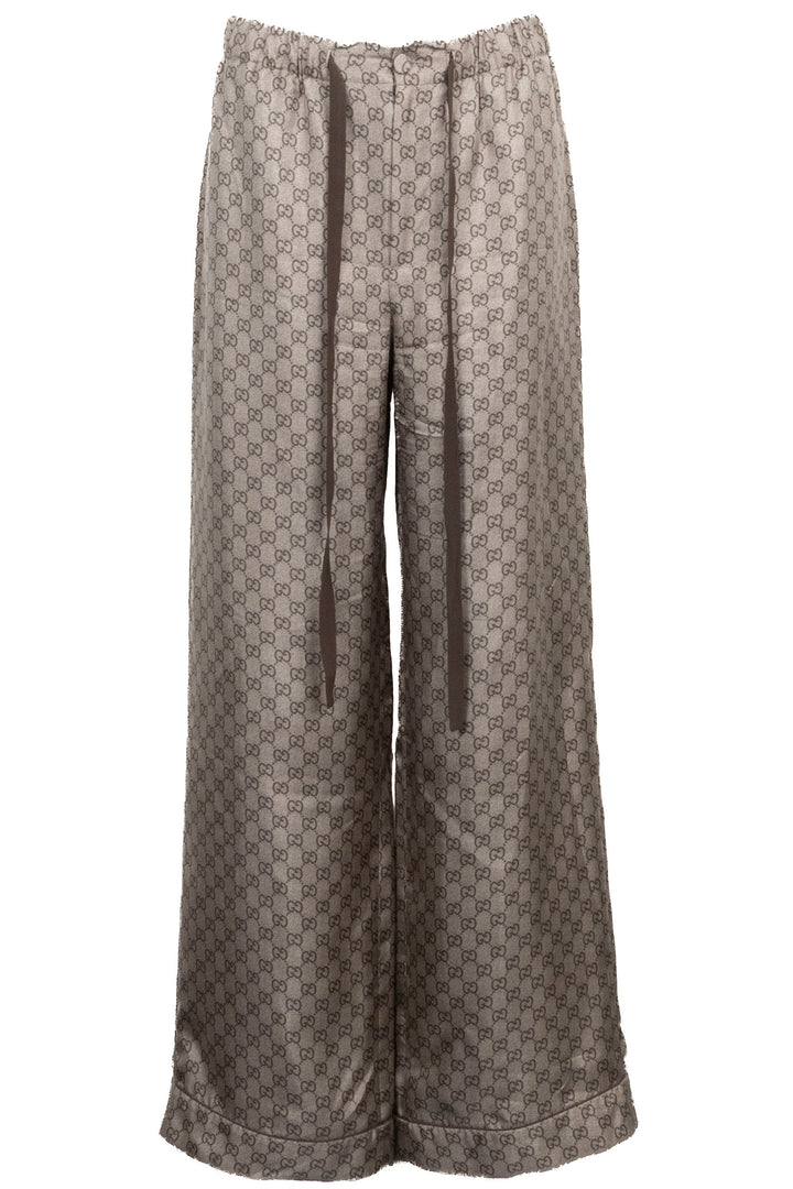 GUCCI GG Print Pants Silk Brown