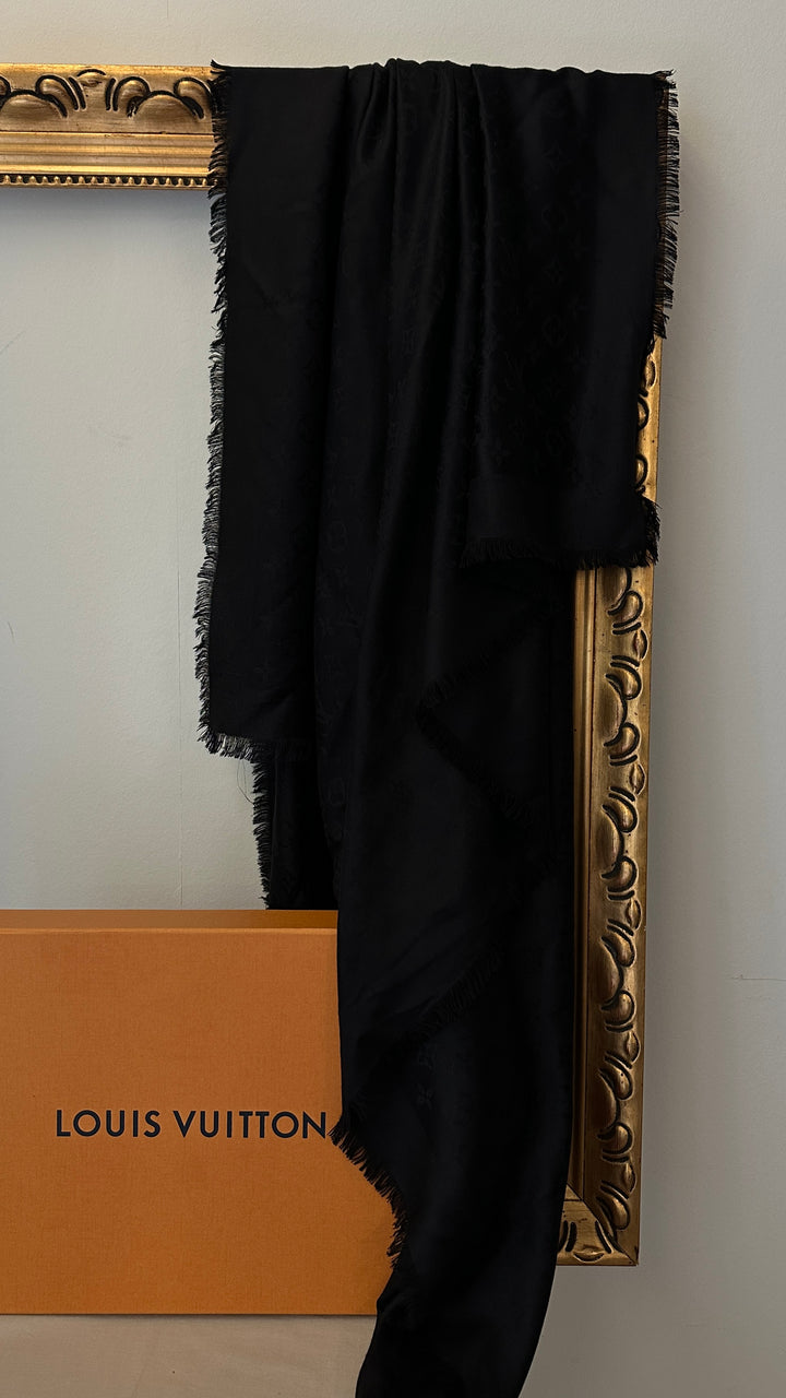 LOUIS VUITTON MNG Scarf Fringed Black
