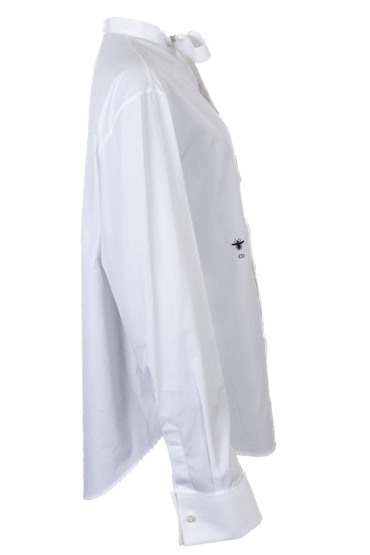 CHRISTIAN DIOR Pussy Bow Shirt Cotton White
