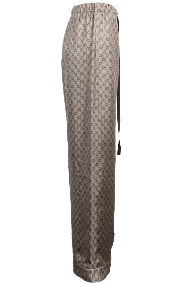 GUCCI GG Print Pants Silk Brown