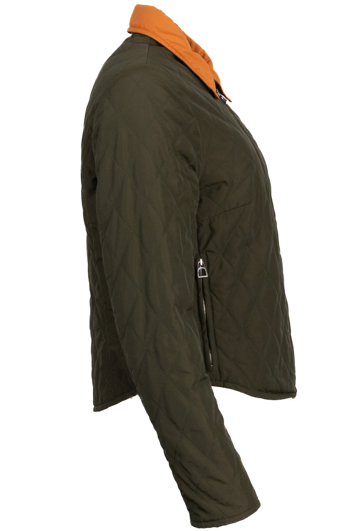 HERMÈS Veste matelassée réversible orange olive