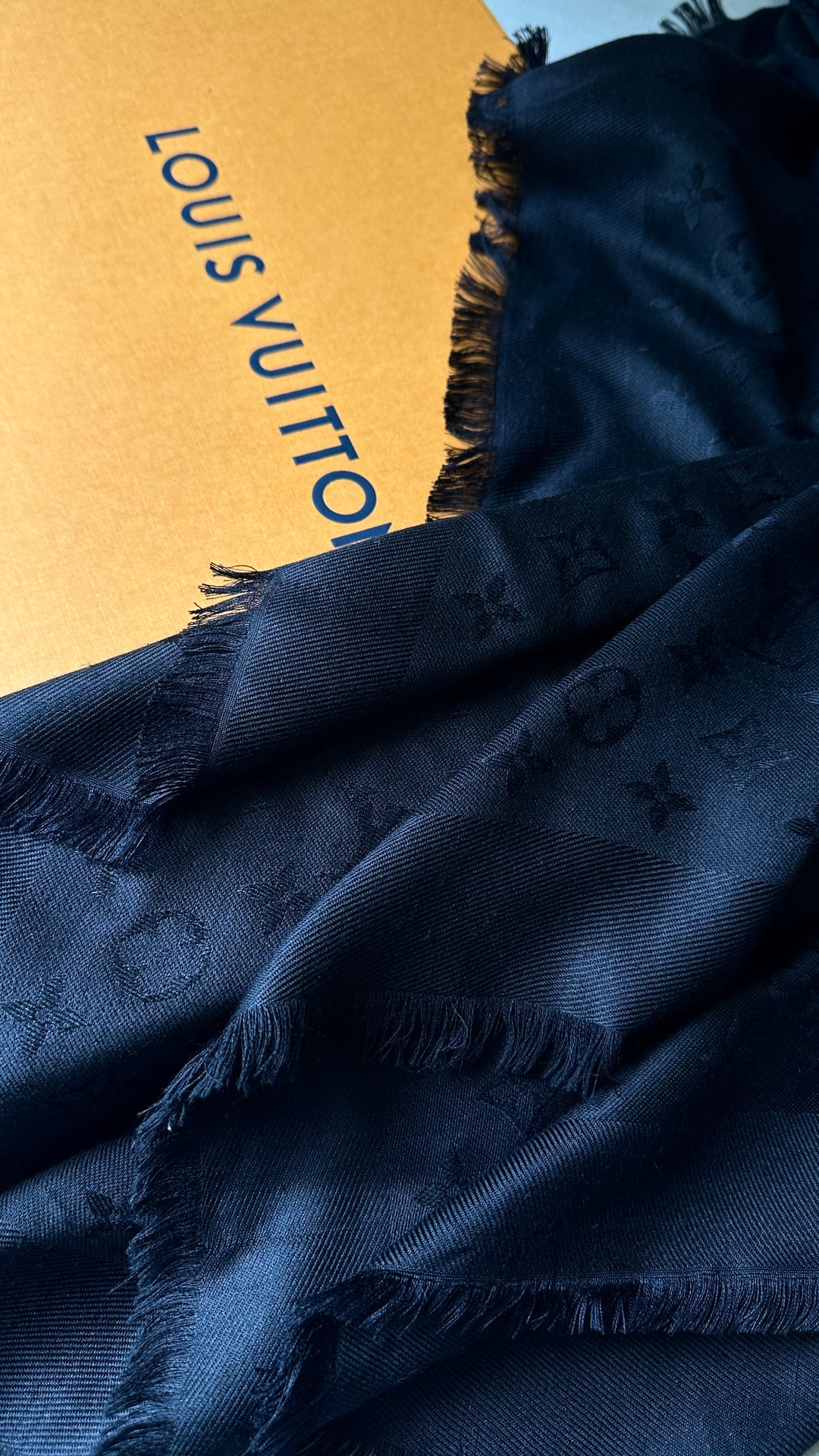 LOUIS VUITTON MNG Scarf Fringed Black