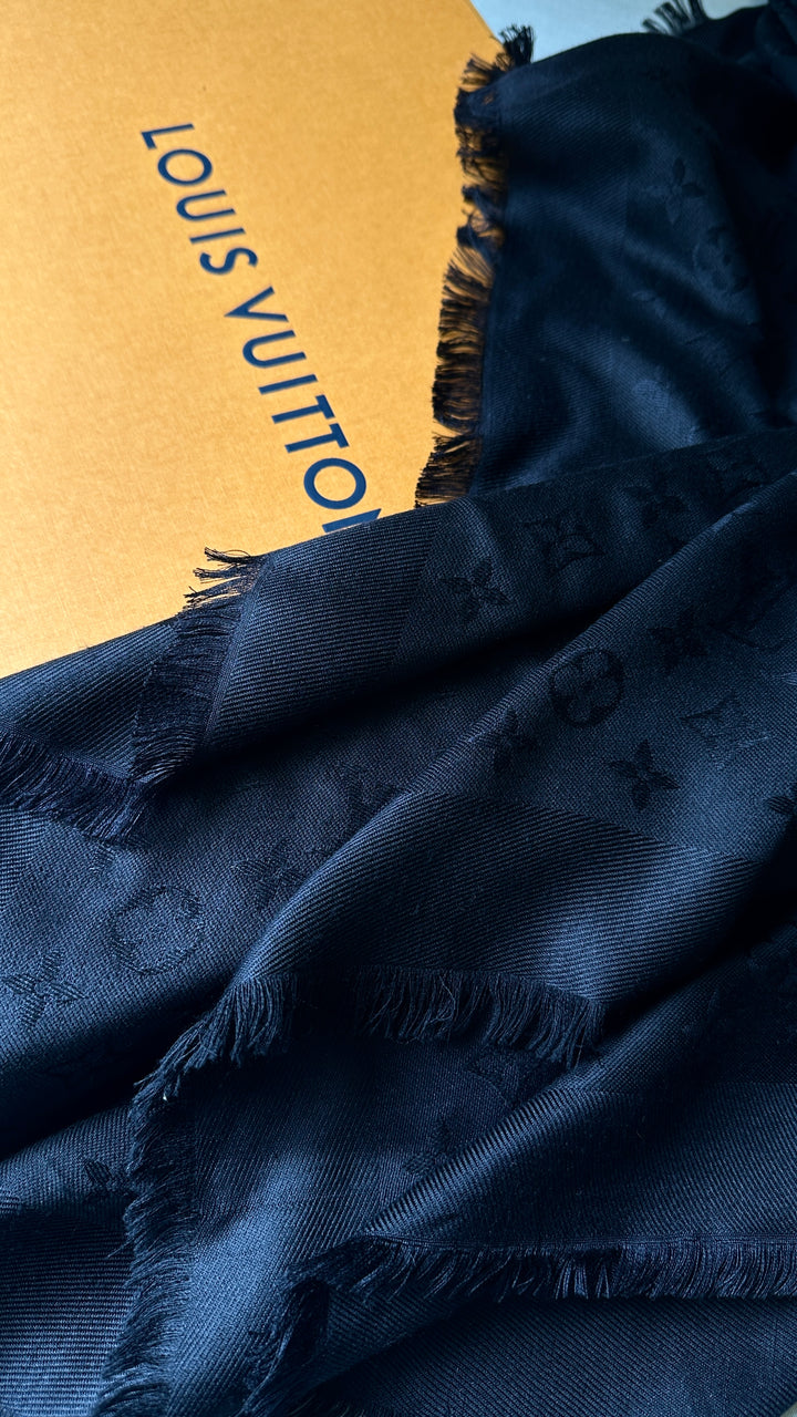 LOUIS VUITTON MNG Scarf Fringed Black