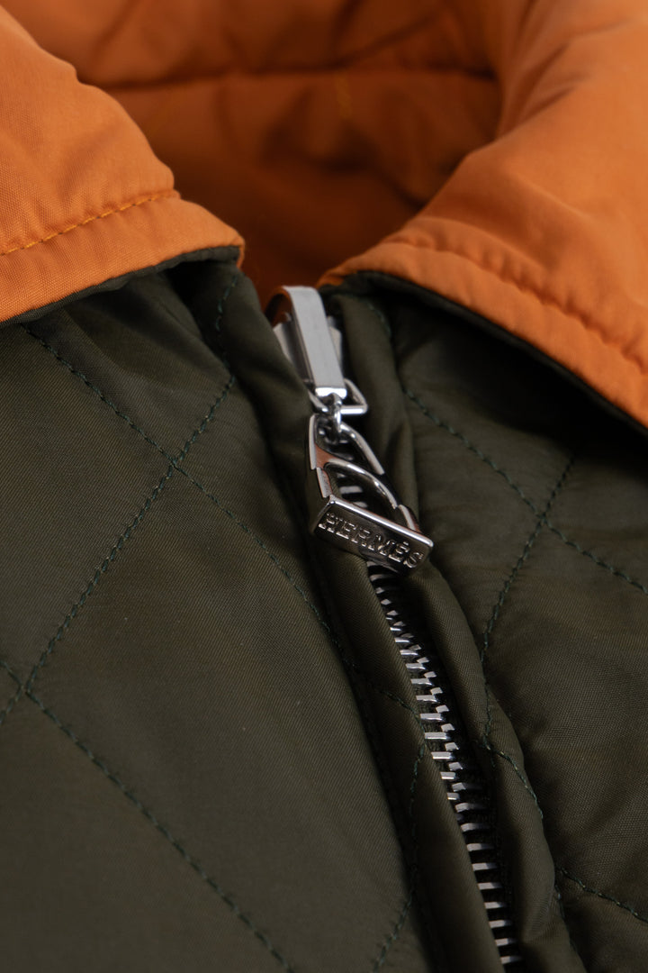 HERMÈS Veste matelassée réversible orange olive
