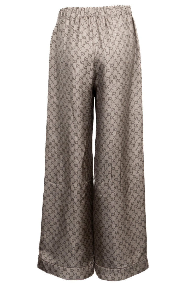 GUCCI GG Print Pants Silk Brown