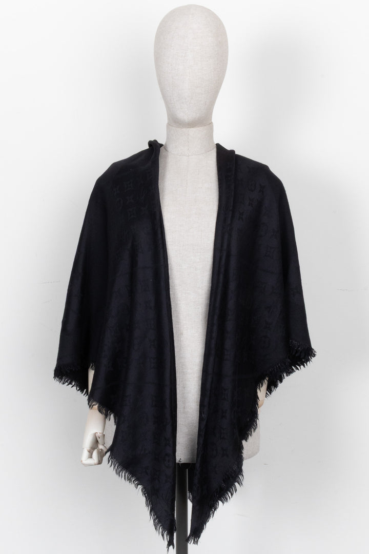 LOUIS VUITTON Fringed MNG Scarf Midnight Blue
