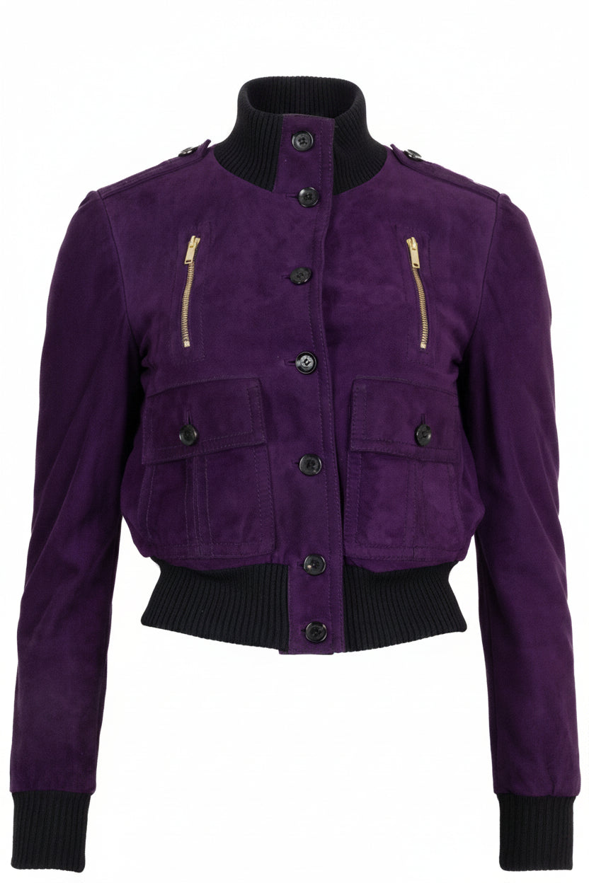 GUCCI Madonna Jacket Suede Purple