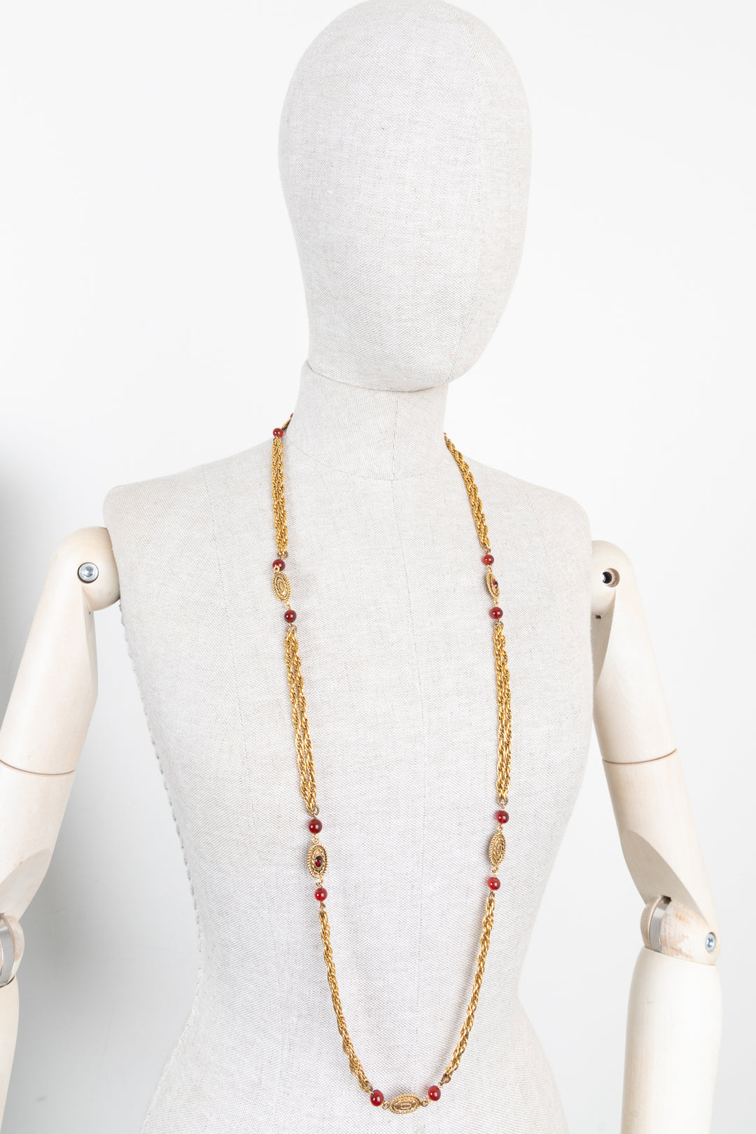 CHANEL Necklace 1982 Gold Red
