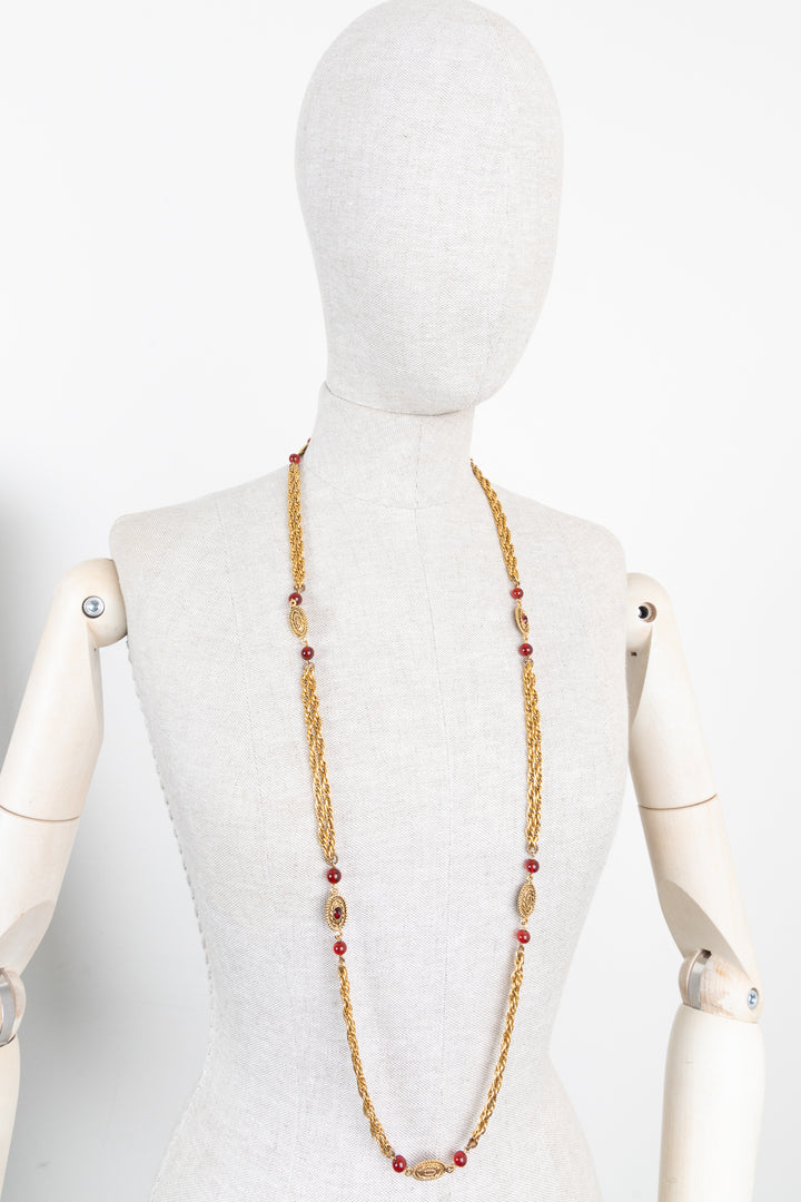 CHANEL Necklace 1982 Gold Red