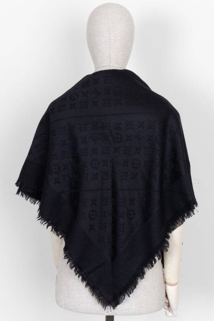 LOUIS VUITTON Fringed MNG Scarf Midnight Blue